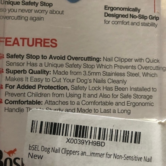 Boshel Pet Nail Clippers 3.5mm Stainless Steel Safe Blade W/Nail File No Slip - Picture 4 of 4